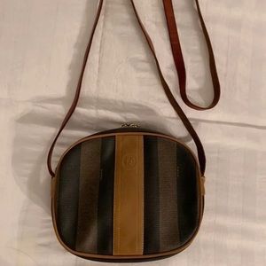 Fendi Vintage Pequin Black/Brown Camera Cross Body